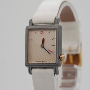 Seiko 2P20-5F4A Tank Watch Quartz 20mm Neo Vintage White Dial Serviced Running